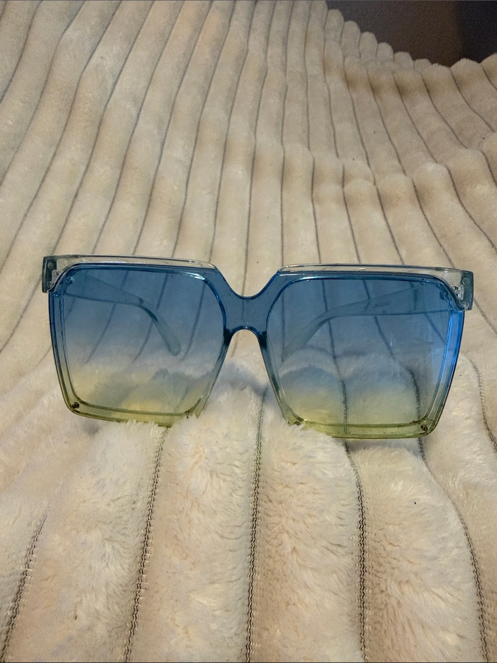 Oversized Square Gradient Sunglasses - Blue to Green